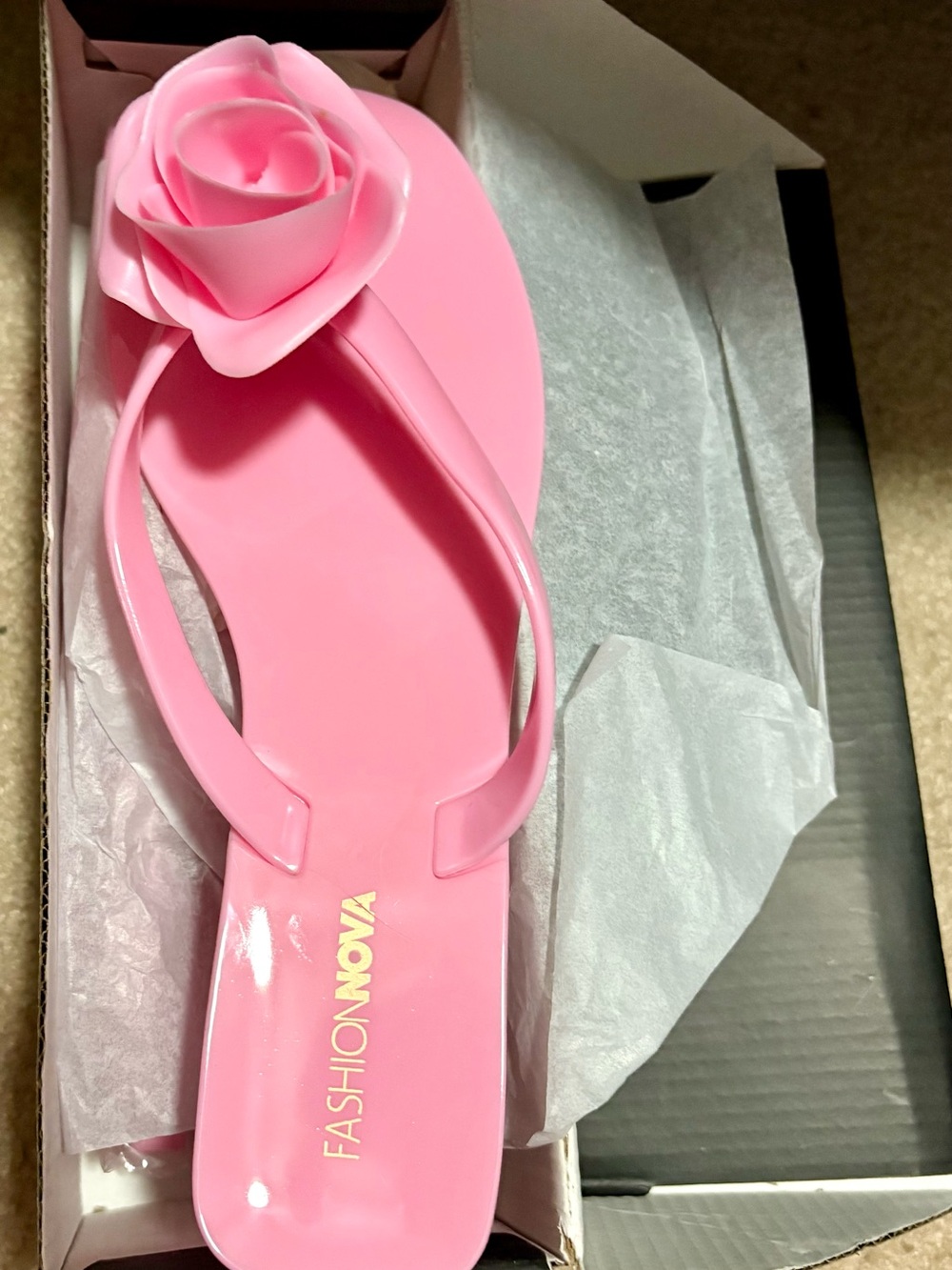Fashion Nova Liberty 1 Pink PVC Flat Slide Sandals Size 8